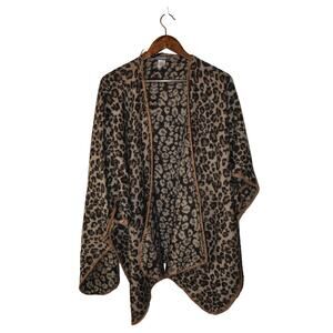 Accessory St Brown Leopard Print Poncho OS